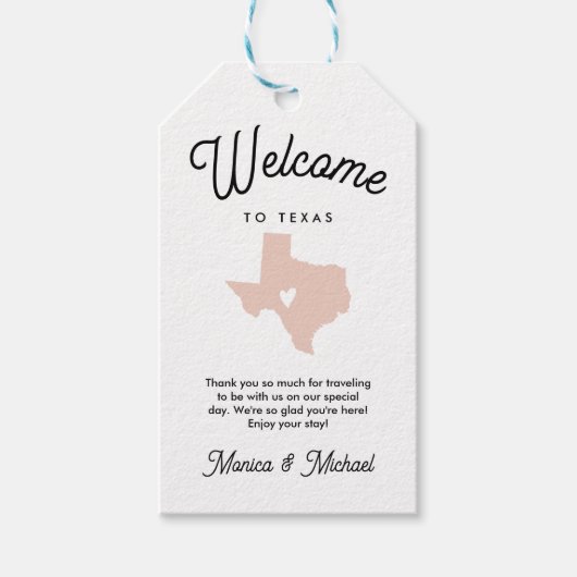 Herzlich Willkommen bei TEXAS Hochzeit JEDE FARBE! Geschenkanhänger (Vorderseite)