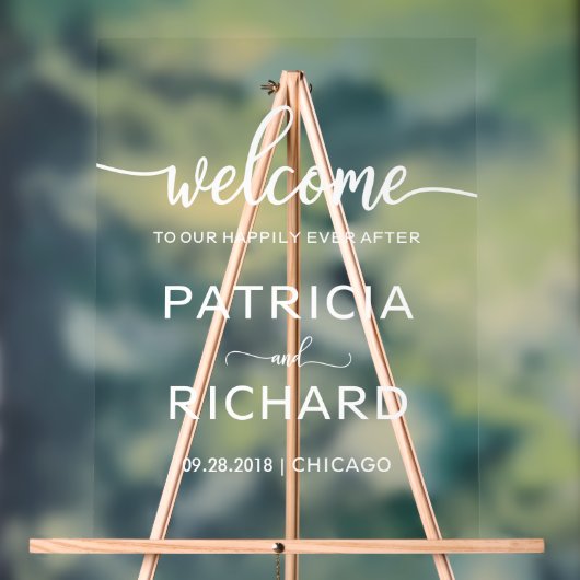 Herzlich willkommen bei uns nach dem Begrüßungssch Acrylschild (Neutral)