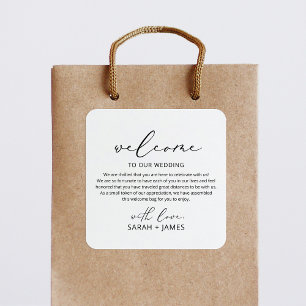 Herzlich willkommen bei unserem Begrüßungstablett Quadratischer Aufkleber