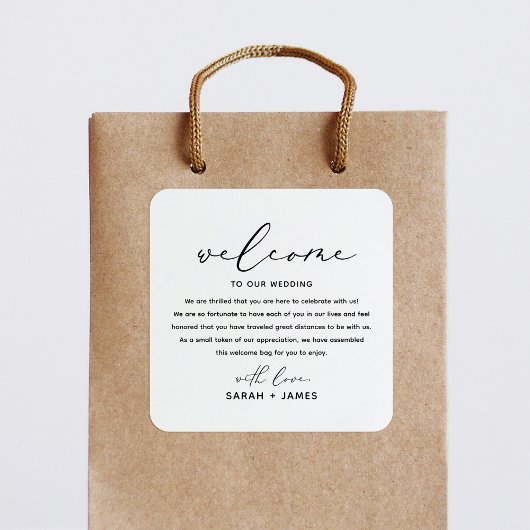 Herzlich willkommen bei unserem Begrüßungstablett Quadratischer Aufkleber