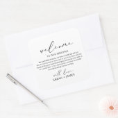 Herzlich willkommen bei unserem Begrüßungstablett Quadratischer Aufkleber (Umschlag)