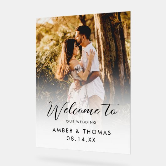 Herzlich willkommen bei unserem Hochzeitsschreiben Acrylschild (Winkel)