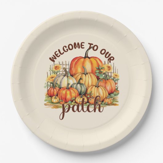 Herzlich willkommen bei unserem Patch - Cosy Pumpk Pappteller (Vorderseite)