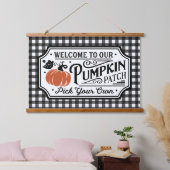 Herzlich willkommen bei unserem Pumpkin Patch | Ba Wandteppich Mit Holzrahmen (Schlafzimmer)