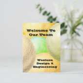 Herzlich willkommen bei unserem Team Pastel Mitarb Postkarte (Stehend Vorderseite)