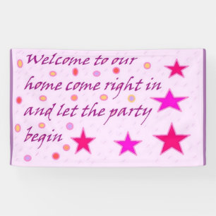Herzlich willkommen bei unserem Zuhause-Rosa-lila Banner