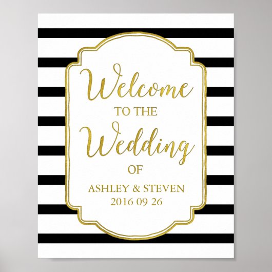 Herzlich willkommen bei unseren Hochzeitssing Gold Poster (Vorne)