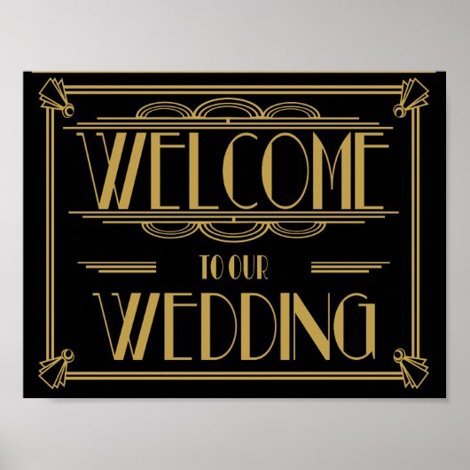 Herzlich willkommen bei unserer Hochzeit Art Deco Poster (Vorne)