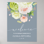 Herzlich willkommen bei unserer Hochzeit Dusty Blu Poster (Vorne)