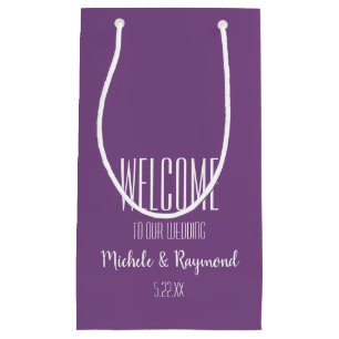 Herzlich willkommen bei unserer Hochzeit LILA Kleine Geschenktüte