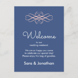 Herzlich willkommen bei unserer Hochzeit Pink und  Postkarte