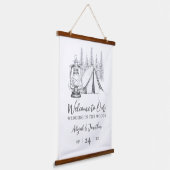 Herzlich willkommen bei unserer Hochzeitsfeier mit Wandteppich Mit Holzrahmen (Gewinkelt)