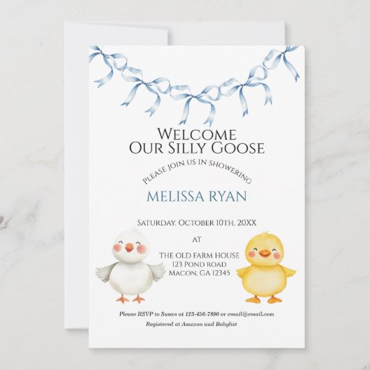 Herzlich willkommen bei unserer kleinen Gans Einladung (Vorderseite)