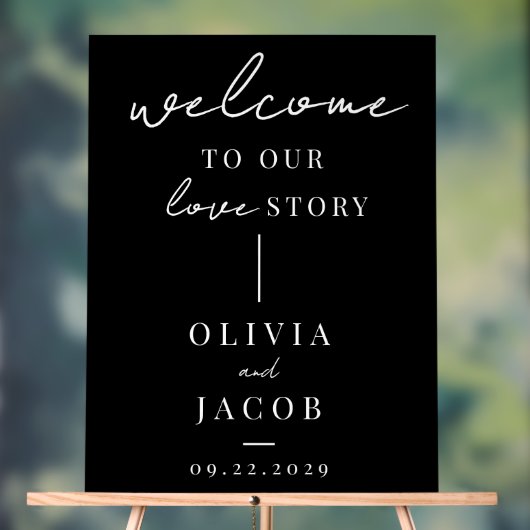 Herzlich willkommen bei unserer Liebe Story Modern Acrylschild (Neutral)