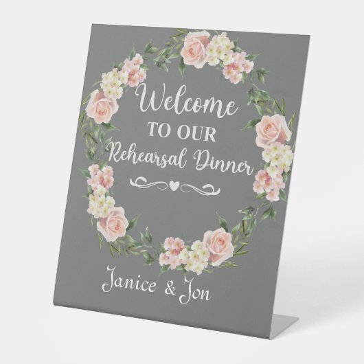 Herzlich willkommen bei unserer Probe Dinner Rosa Sockelschild (Vorderseite)