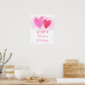 Herzlich willkommen bei Watercolor Hearts Poster (Küche)