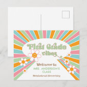 Herzlich willkommen beim 70er Retro Teacher der er Postkarte (Vorne/Hinten)