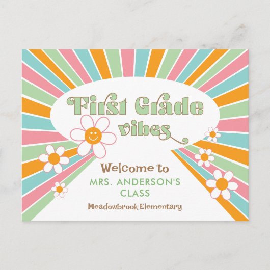 Herzlich willkommen beim 70er Retro Teacher der er Postkarte (Vorderseite)