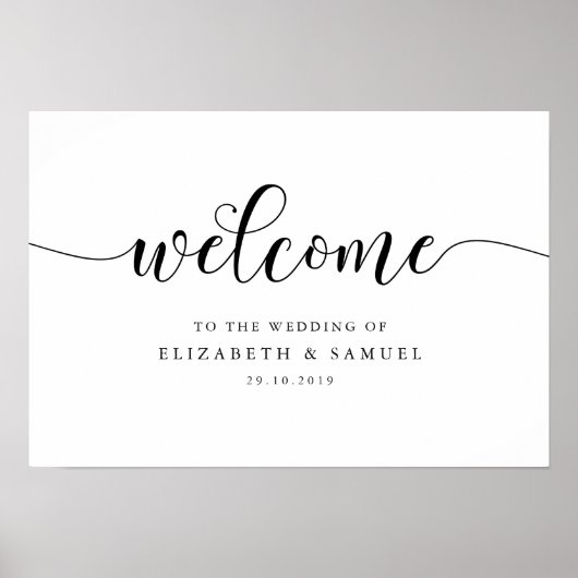 Herzlich willkommen beim Hochzeitszeichen Poster (Vorne)