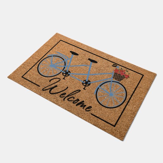 Herzlich willkommen Bike Doormat, Funny Cycle Mat Fußmatte (Schrägansicht)