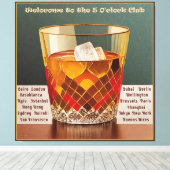 Herzlich willkommen im 5-Uhr Club Mid Century Desi Leinwanddruck (Insitu (Holzboden))