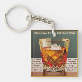 Herzlich willkommen im 5-Uhr Club Mid Century Desi Schlüsselanhänger