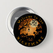 Herzlich willkommen im Albtraum Halloween Pumpkin  Button (Vorne & Hinten)