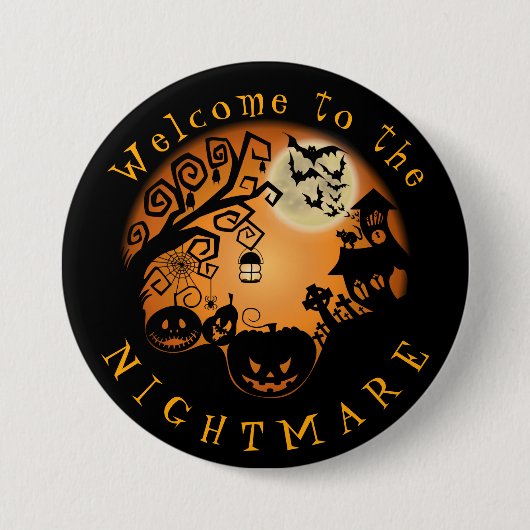 Herzlich willkommen im Albtraum Halloween Pumpkin  Button (Vorderseite)