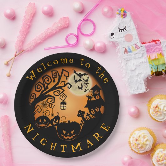 Herzlich willkommen im Albtraum Halloween Pumpkin Pappteller (Party)