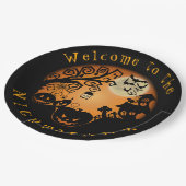 Herzlich willkommen im Albtraum Halloween Pumpkin  Pappteller (Schrägansicht)