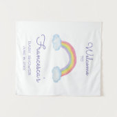 Herzlich willkommen im Baby Dusche Aquarellenbogen Wandteppich (Vorderseite (Horizontal))