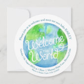 Herzlich willkommen im Baby Foto Reverse der Weltk Einladung (Vorderseite)