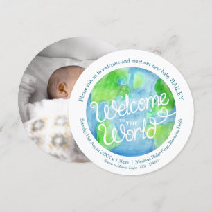 Herzlich willkommen im Baby Foto Reverse der Weltk Einladung