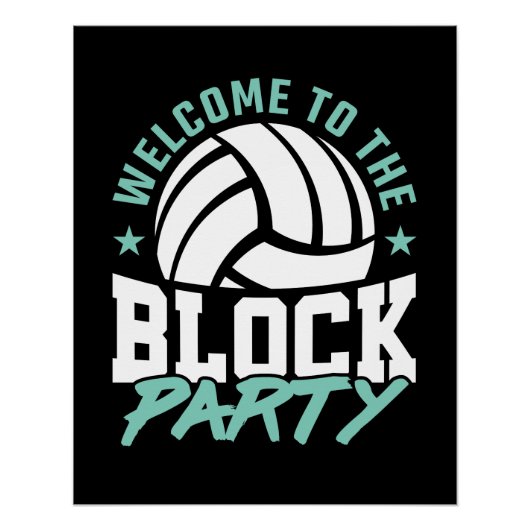 Herzlich willkommen im Block Party Funny Volleybal Poster (Vorderseite)