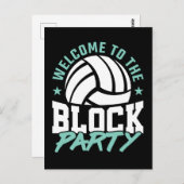 Herzlich willkommen im Block Party Funny Volleybal Postkarte (Vorne/Hinten)