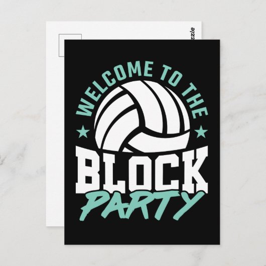 Herzlich willkommen im Block Party Funny Volleybal Postkarte (Vorne/Hinten)