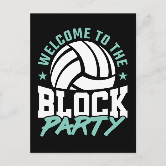 Herzlich willkommen im Block Party Funny Volleybal Postkarte (Vorderseite)