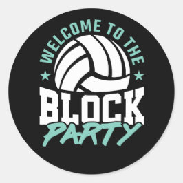 Herzlich willkommen im Block Party Funny Volleybal Runder Aufkleber