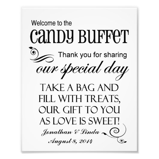Herzlich willkommen im Candy Buffet Wedding Sign B Fotodruck (Vorne)