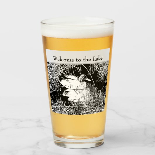 Herzlich Willkommen im Duck Foto Schwarz-weiße Nat Glas (Vorne (Gefüllt))