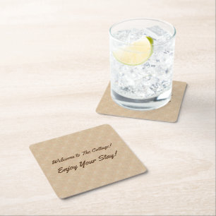 Herzlich willkommen im Hütte Guest Rental House Rechteckiger Pappuntersetzer