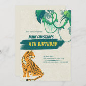 Herzlich willkommen im Jungle 4. Geburtstag Einladung (Vorne/Hinten)