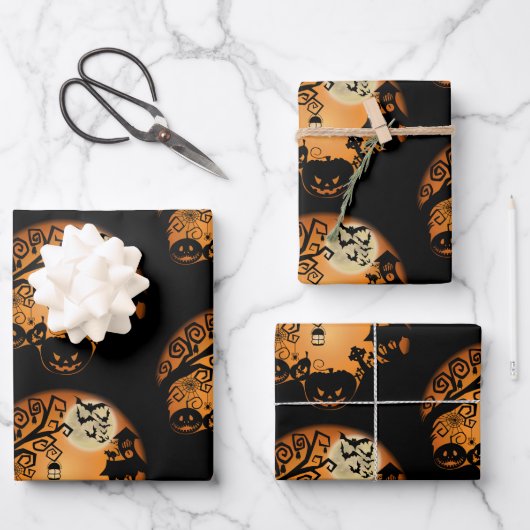 Herzlich willkommen im Nightmare Halloween Pumpkin Geschenkpapier Set (Vorderseite)