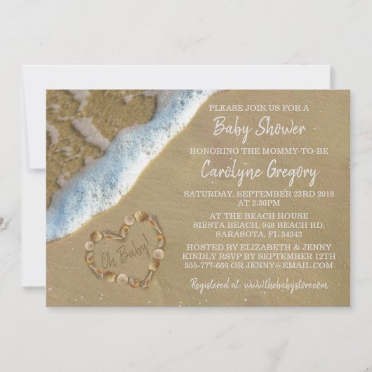 Herzlich Willkommen im Sand Beach Baby Duschbad Einladung (Vorderseite)