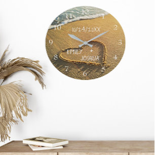 Herzlich Willkommen im Sand Beach Shore Tropical O Große Wanduhr