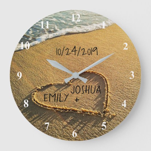 Herzlich Willkommen im Sand Beach Shore Tropical O Große Wanduhr (Vorderseite)