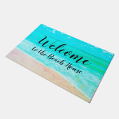 Herzlich willkommen im Schwarzen Text des Beach Ho Fußmatte (Schrägansicht)