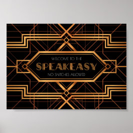Herzlich willkommen im Speakeasy Party Sign Poster