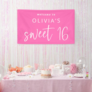 Herzlich willkommen im Sweet 16 Geburtstag Banner