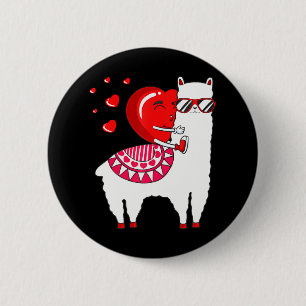 Herzlich Willkommen im Valentinstag Llama Funny Al Button